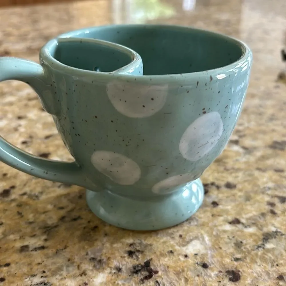 Grasslands Road Polka Dot Blue Teacup Mug With‎ Tea Bag Holder